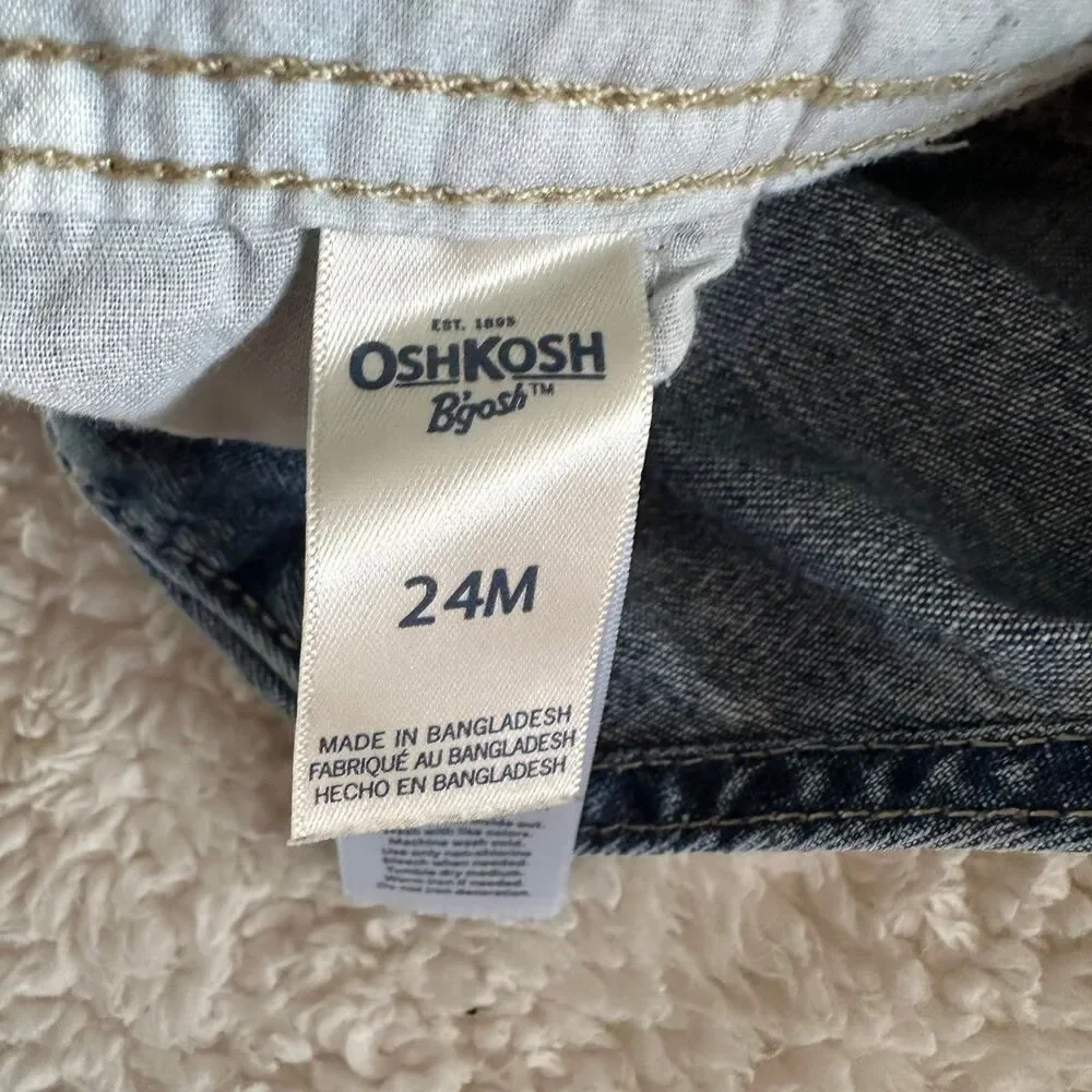 OshKosh B'gosh Vestbak Overall Shortalls Selvedge Stripe Baby Toddler Size 24M